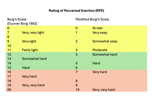 Rating of Perceived Exertion scale